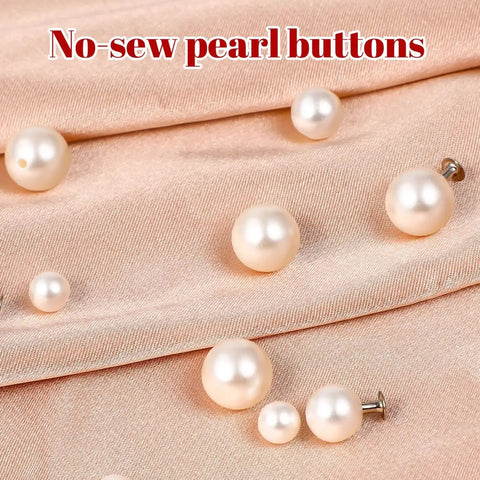 Pearl Rivet Set 150 Pcs Faux Pearl Studs For Hats Shoes Clothes Bags Veil shown on fabric