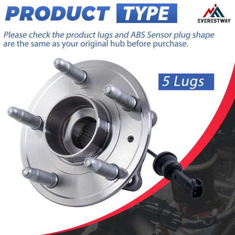 Front view of 2 Pack Rear Wheel Hub Bearing Assembly 5 Lug With ABS 512440 Fits 2010 2017 Chevy Equinox And 2010 2017 GMC Terrain