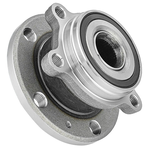 Pair Front Wheel Bearing Hub Assembly For Volkswagen Passat Jetta Golf Beetle Eos Tiguan R32 Rabbit CC GTI And Audi TT A3 Q3 Quattro Built Tough Ready To Install Front Hub Bearing, shown with 4-bolt square flange