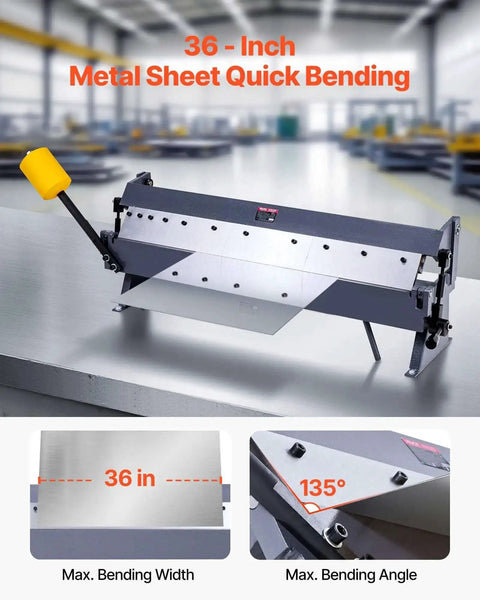 Box And Pan Brake 36 Inch Sheet Metal Bending Tool With 16 Gauge Mild Steel Capacity And 0 To 135 Degree Adjustable Angles