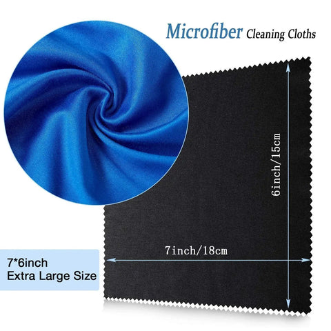 Microfiber Cleaning Cloths For Glasses And Screens 50 Pack 6x7 Inches with blue and black fabric composition