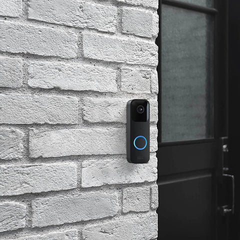 Back Plate Replacement For Video Doorbell Gen 1 With Hooks, Durable Black Plastic Cover on brick wall, easy install