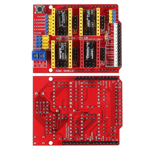 3D Printer CNC Shield V3 Engraver Expansion Board With 4x A4988 Driver Modules And Four Radiator Heatsinks Kit, front view