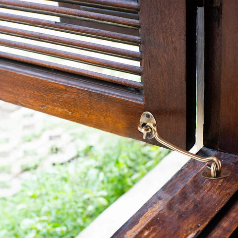 2 Inch Hook And Eye Latch For Barn Doors Privacy Hardware Stainless Steel Gate Lock Easy Install on wooden window frame