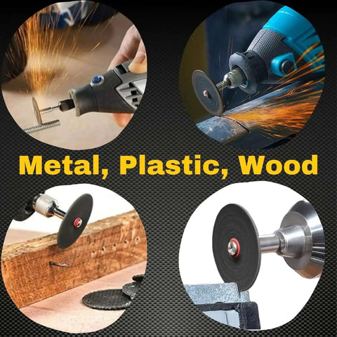 Metal Cutting Discs For Rotary Tools 25 Piece Cut Off Wheel Set With Double Reinforced Fiberglass in use on metal and wood