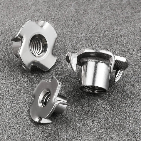 304 Stainless T Nut 100 Pack Four Jaw Quarter Inch 20 Thread For Home Outdoor on gray surface