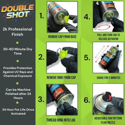 Instructions for using 2K Clearcoat Spray For Automotive Finish With Dual Chamber Activation