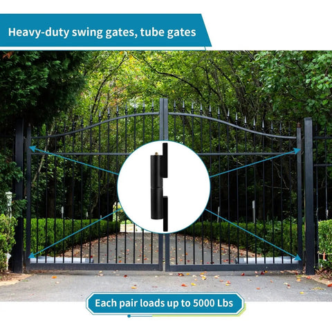 Heavy Duty 8 Inch Barrel Gate Hinges Weld On Mount For Swing Gates Trailers And Tube Gates Total Load Capacity 5000 Lbs 2 Sets Black Powder Coated AISI 1045 Steel CNC Processed For Rock Solid Strength Skelang