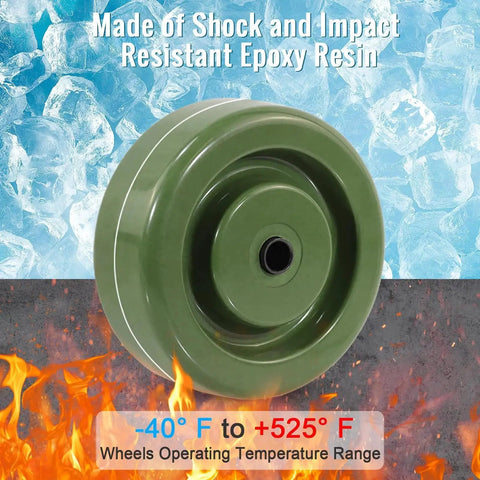 Heavy Duty 4x1.5 Inch High Temperature Caster Wheels For Ovens And Industrial Racks Epoxy Resin 5/16 Inch Bore