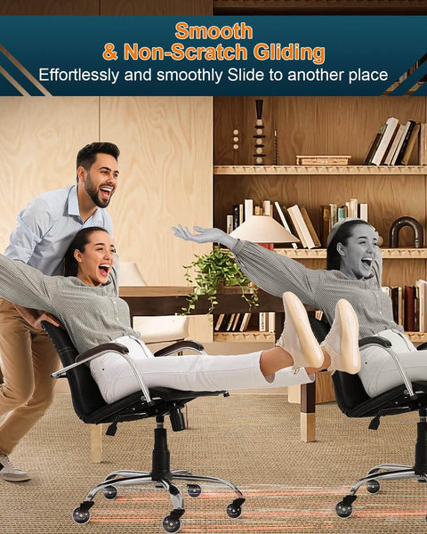 5-Pack Office Chair Wheels - Universal Fit 3 Inch Soft Rubber Casters, Heavy-Duty Chair Casters, Low Noise, for All Floor - Replacement Rubber Wheels