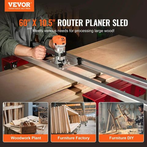 60 Inch Router Sled For Large Slabs - Portable, Adjustable Slab Flattening Jig for DIY Woodworking, Home Shop shown in use