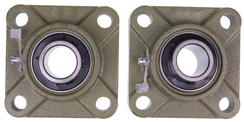 1 Inch Four Bolt Flange Bearing Set Screws F4B-SC-100 UCF205-16 SF-1 FY-1-TM, top view, pair, industrial machinery