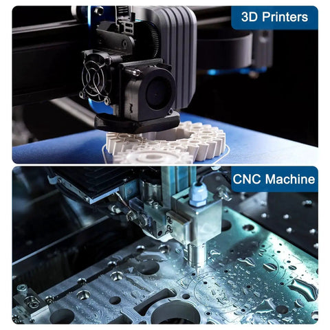 3D printer head and CNC machine close-up, illustrating use of 300mm Linear Guide Rail With MGN9C Carriage Block for precision.