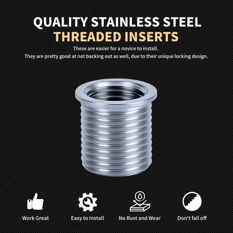 Stainless steel threaded insert from M12x1.25 Thread Repair Kit With Stainless Steel Inserts, Drill, Tap, Counterbore And Driver, 10 Piece Set.