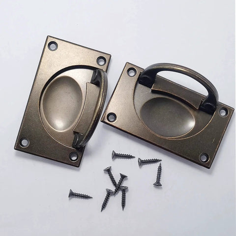 2 Pack 3.6 By 2 Inch Antique Style Bronze Recessed Door Pulls With Mounting Screws For Cabinets And Drawers Zinc Alloy Handles