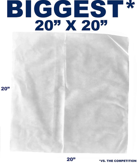 50 Pack Extra Large 20x20 Inch Commercial Cold Brew Coffee Filters For 5 Gallon Systems presented with size dimensions.