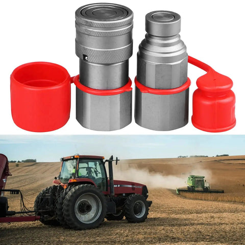 Flat Face Hydraulic Quick Disconnect Couplers Three Quarters Inch NPT With One Half Inch ISO 16028 Body For Skid Steer Kubota Bobcat