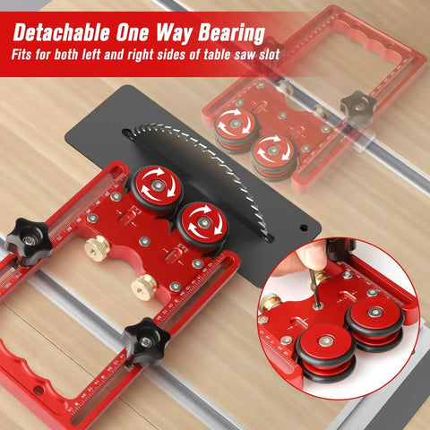 2 In 1 Thin Rip Jig Guide Feather Boards For Table Saws Router Tables And Band Saws With Anti Kickback Bearing installed