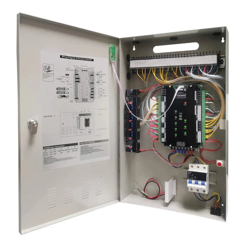 Four Door Pro Grade Access Control Panel With TCP IP Wiegand, Controller Board And Power Cabinet, Includes Metal Enclosure