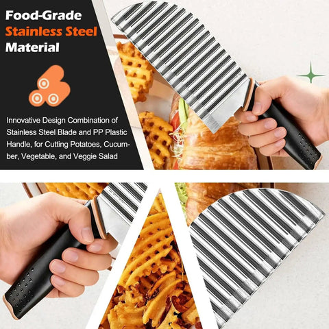 Large Crinkle Cutter Wave Potato Slicer for Easy Fries and Chips with Stainless Steel Blade and Comfortable Handle Crinkle Cut Veggies Like Cucumbers and Carrots Quick Kitchen Dicer Gadget by Jayvar