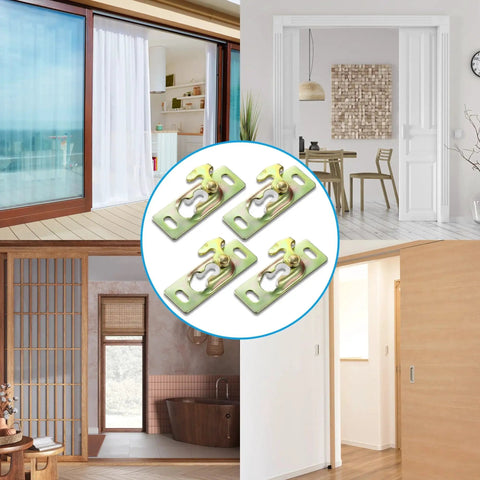 Pocket Door Hardware Kit For Sliding RV Doors With Hanger And Rollers Connection Plate Universal Fit in four room settings