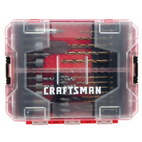 60 Piece Drill Bit Set For Impact Driver And Screwdriver By Craftsman in clear plastic case, showing bit organization.
