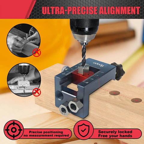 Doweling Jig Kit For Woodworking With Adjustable Width For Perfect Straight Holes Pro Grade Setup Includes 3 Drill Guide Bushings