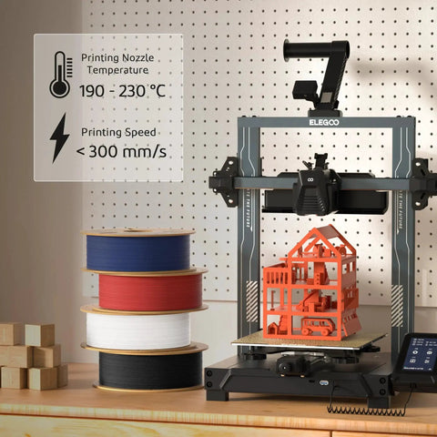 3D printer with Matte PLA Filament Teal Green 1kg 1.75mm For FDM 3D Printers, showing orange print and filament spools.