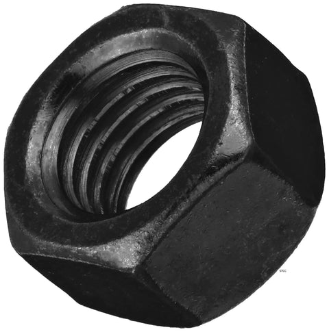 Close-up of 3 Inch Black Oxide Stud And Hex Nut B7 Grade Half Inch 13 Thread Pack 4 showing threading and black finish