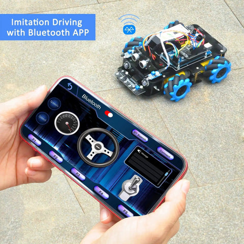 Bluetooth control of Mecanum Wheels Omni Directional Robot Car Kit For Arduino Mega2560 STEM Education DIY Coding Learning