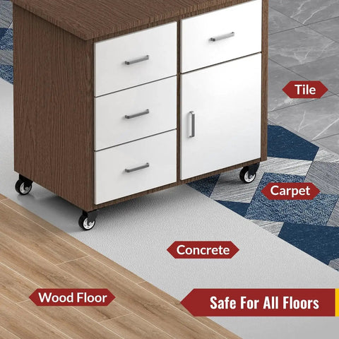 Kitchen cart on 3 Inch Swivel Caster Wheels Heavy Duty Plate Casters No Brakes Total Capacity 1000 Lbs, rolling on various floor types.