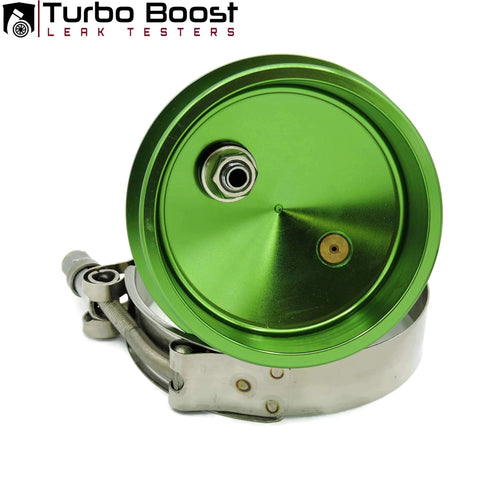 Turbo Boost Leak Tester Kit Universal Intake Pipe Pressure Test for 2 to 4 Inch Tubes, green CNC cap with clamp