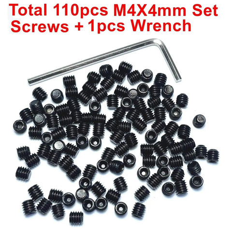 Premium 110 Piece M4 X 4mm Set Screws In 304 Stainless Steel With Hex Socket Allen Head Grub Screws Includes M2 Allen Wrench