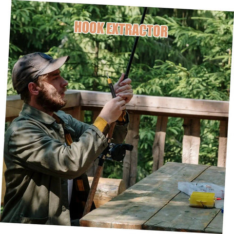 Fisherman using Stainless Steel Detacher Tool for quick hook removal, versatile fishing gear for freshwater angling.