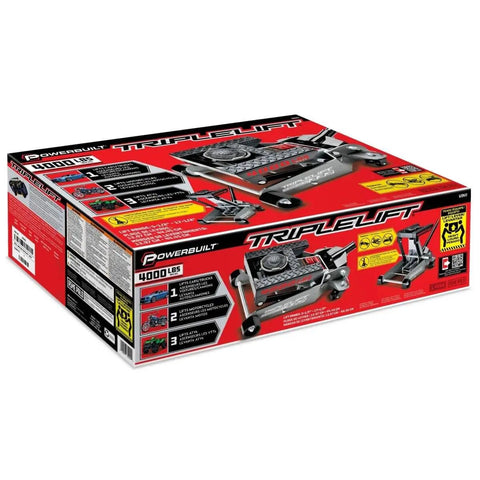 Box of 2 Ton Triple Lift Floor Jack For Cars Trucks Motorcycles ATVs And More Replaces Multiple Jacks With A Wide Lift Range