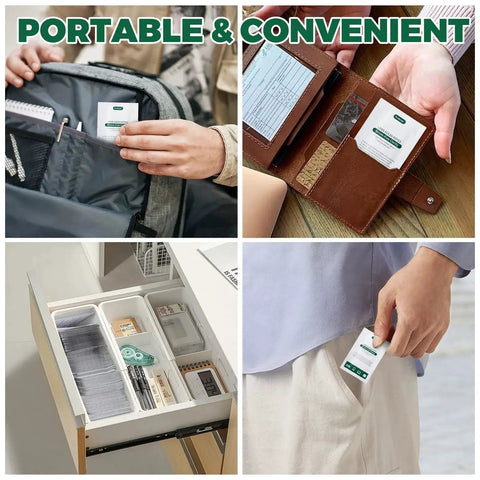 Pre-Moistened Lens Wipes for Glasses and Screens 5x6 Inches 200 Pack shown in various portable settings.