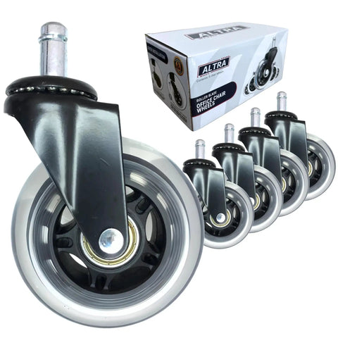 Office Chair Wheel Casters 3 Inch Roller Blade Type Set Of 5 Ultra Smooth Rolling Heavy Duty Non Marking Universal Fit Compatible