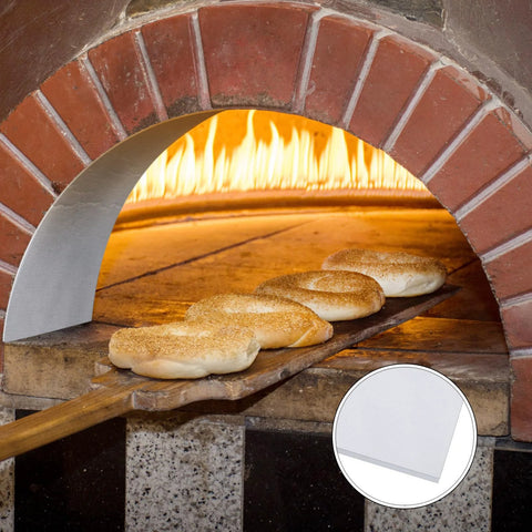 Qilery 8-pack high-temp gasket paper sheets, 1/4 inch thick, white; bread baking in a brick oven with sheet inset.