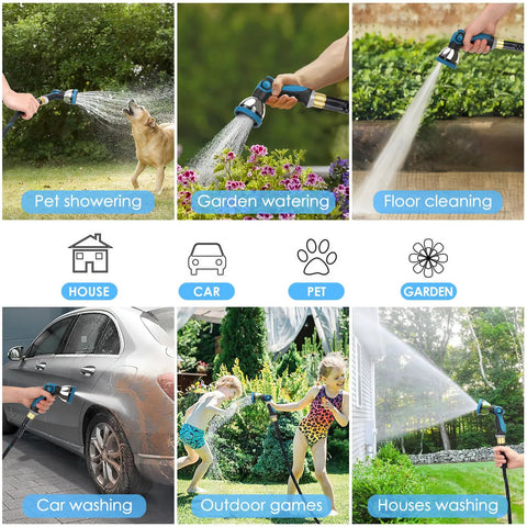 KETTOYA 100 ft non-expanding garden hose with 10-pattern nozzle, kink-free for garden watering and car washing
