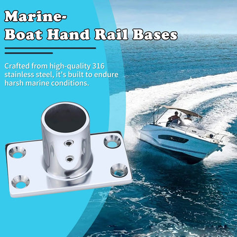 Beefy Heavy Duty Marine Grade 316 Stainless Steel Hand Rail Bases For Seven Eighths And One Inch Tubes With 90 Degree Rectangular Fittings Saltwater Ready Corrosion Resistant Installation Hardware Included Durable Boat Fittings