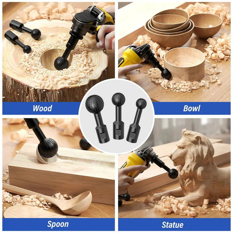 Three Size Sphere Rotary Burr Set for Wood Carving and Engraving With 5/8-11 Thread Includes 25mm 30mm 40mm Ball Burrs in use