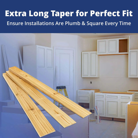Extra Long 15 Inch Tapered Spruce And Fir Wood Shims Pack Of 13 for installations in kitchen cabinet leveling