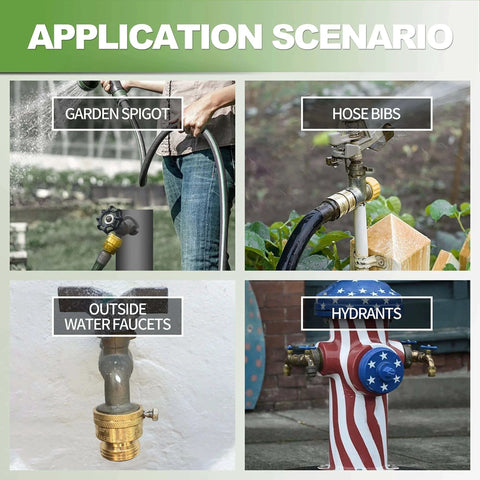 Application scenarios for 2 Pack Brass 3/4 Inch GHT Hose Bibb Connector Backflow Preventer Vacuum Breaker With Break Off Screw