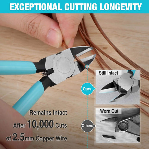 5 Inch Pro Grade Wire Cutter With CNC Machined Edges And CR V Thickened Flush Cutter cutting copper wires