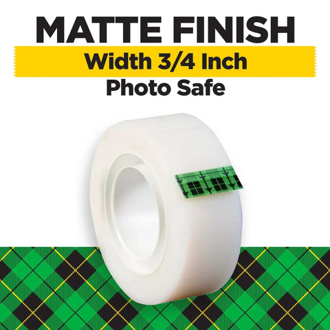 Invisible Magic Tape Refill Roll 0.75 in x 1000 in, matte finish, photo-safe, front view with product packaging.