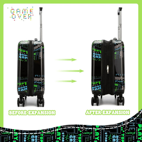 Kids 16 Inch Travel Suitcase Set With Smooth Rolling Spinner Wheels For Boys Carry On Hard Shell Luggage Airline Approved