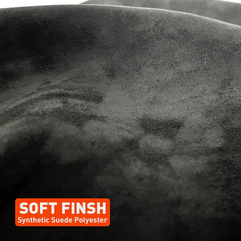 Close-up view of Black Car Suede Headliner Fabric With Foam Backing 96x60 Inches featuring soft suede texture and foam backing.
