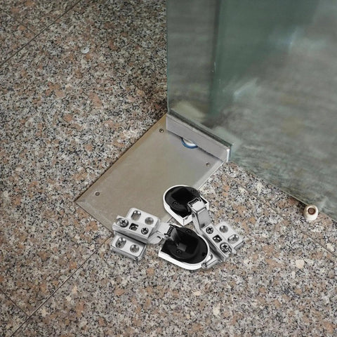 2 Pack Buffer Hinges For Glass Cabinet Doors With Soft Close And Corrosion-Resistant Iron Plastic Construction on tile floor