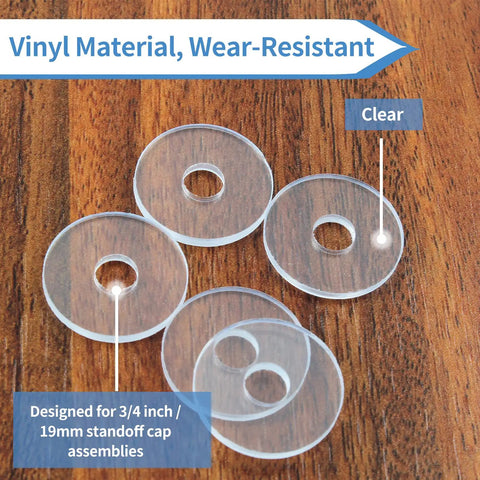 Clear 3/4 Inch Shower Door Washer Set For Glass Protection Qjaiune 10 Pack Transparent Plastic Gaskets on wooden surface