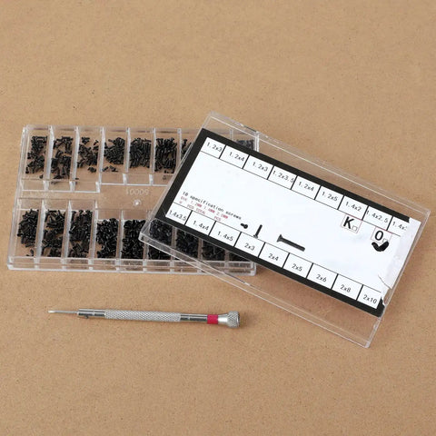 500 Pieces Tiny Screws Micro Repair Kit M1.2 M1.4 M2.0 Assortment for Glasses Watches Laptops and Electronics with handy screwdriver